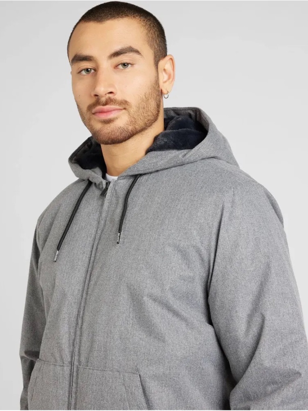 Hollister Men's Gray Hooded Windbreaker Jacket